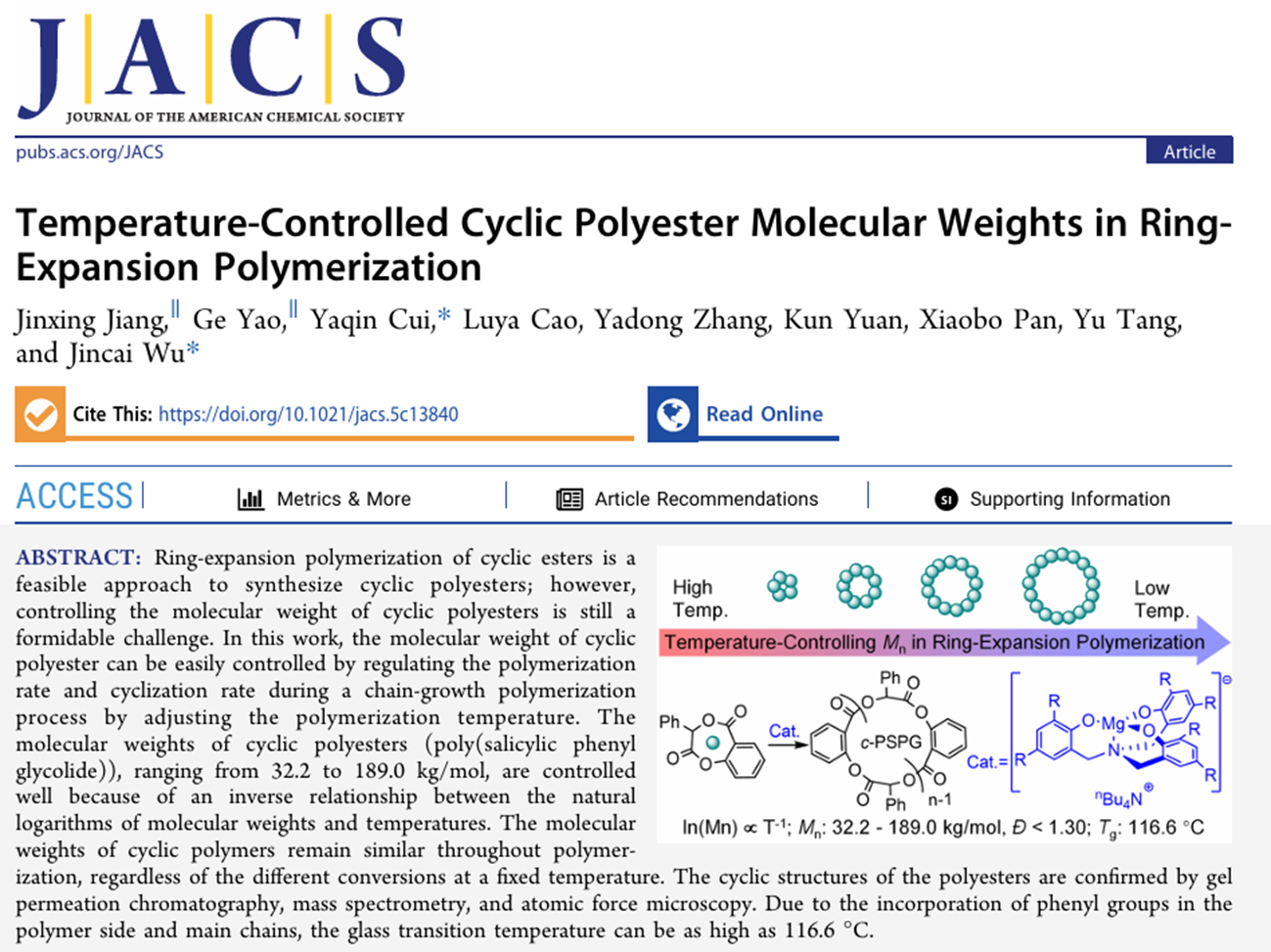 学院青年教师在国际化学旗舰期刊《Journal of the American Chemical Society》发表论文 